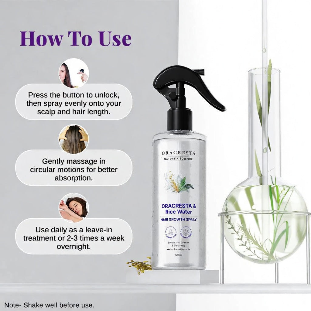 ORACRESTA & Rice Water Hair Growth Spray |100% Natural Extract | 200 ml