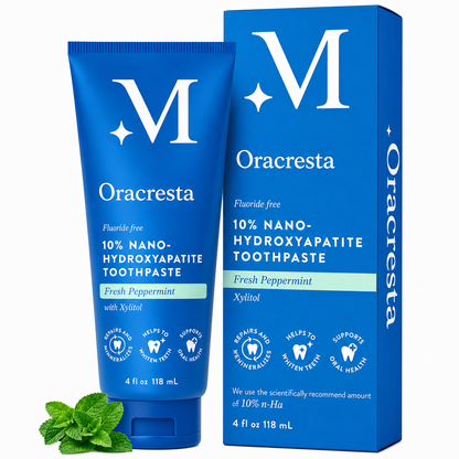 Oracresta™ 10% Nano Hydroxyapatite Toothpaste - Whitening, Repair, Fresh Peppermint, Sensitive Teeth Relief,  Safe for All, Ultimate Oral Care