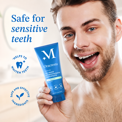 Oracresta™ 10% Nano Hydroxyapatite Toothpaste - Whitening, Repair, Fresh Peppermint, Sensitive Teeth Relief,  Safe for All, Ultimate Oral Care