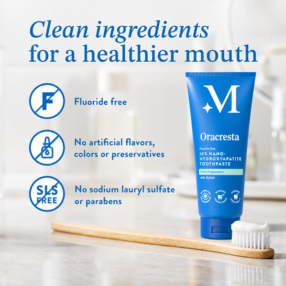 Oracresta™ 10% Nano Hydroxyapatite Toothpaste - Whitening, Repair, Fresh Peppermint, Sensitive Teeth Relief,  Safe for All, Ultimate Oral Care